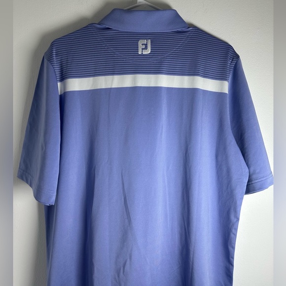 FootJoy FJ Golf Polo Shirt, Men’s Size Medium White Blue Striped Short Sleeve. - Picture 9 of 11